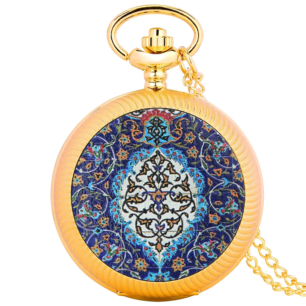 Montre Collier à Fleurs Roses et Or