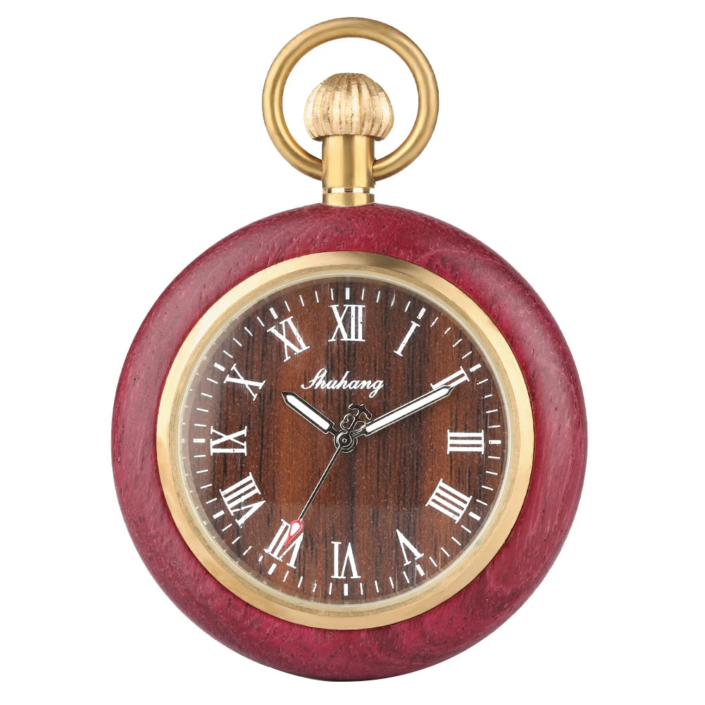 Montre à gousset en bois vintage à quartz