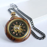 Montre Gousset Mécanique Bois Vintage Chiffres Romains - montre-de-poche-gousset