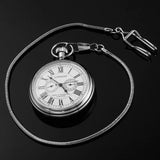 Coffret montre à gousset mécanique automatique argent cadran ouvert
