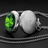 Montre collier quartz Trèfle porte bonheur - montre-de-poche-gousset