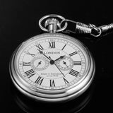 Coffret montre à gousset mécanique automatique argent cadran ouvert