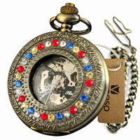 Montre Gousset Squelette Parée de Diamants Scintillants