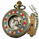 Montre Gousset Squelette Parée de Diamants Scintillants - montre-de-poche-gousset