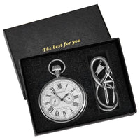 Coffret montre à gousset mécanique automatique argent cadran ouvert