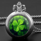 Montre collier quartz Trèfle porte bonheur - montre-de-poche-gousset