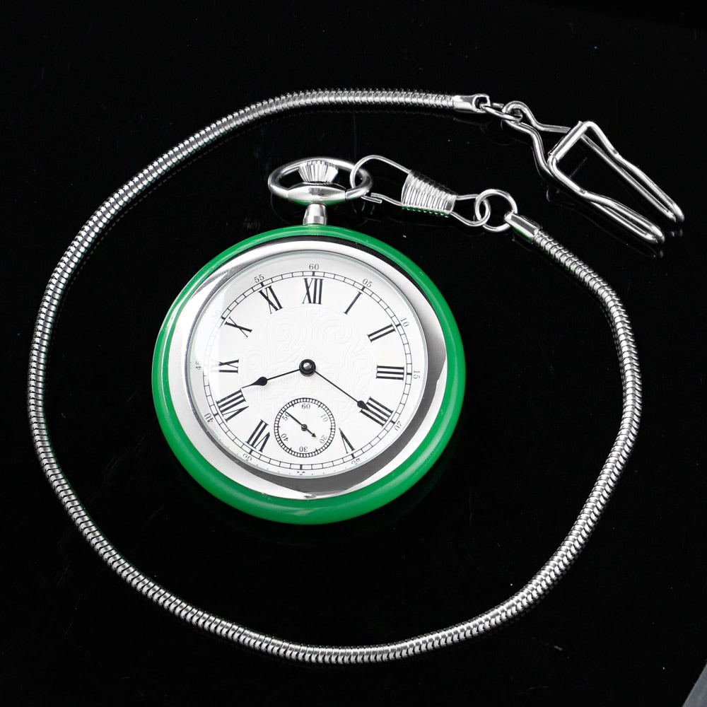 Montre à gousset automatique Jade Jewel - montre-de-poche-gousset - argent, automatique, cadran ouvert, classique, coffret, mecanique, montre gousset, open-face, Papa