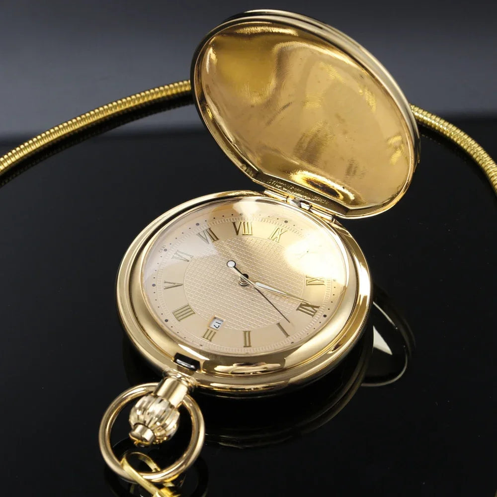 Coffret montre à gousset double-chasseur vintage or