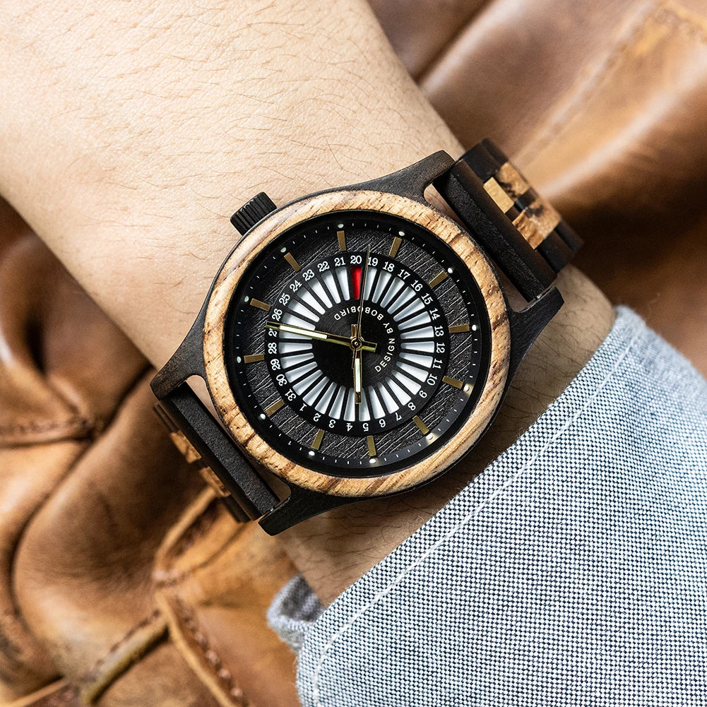 Montres en bois pour hommes à quartz Chronographe - montre-de-poche-gousset