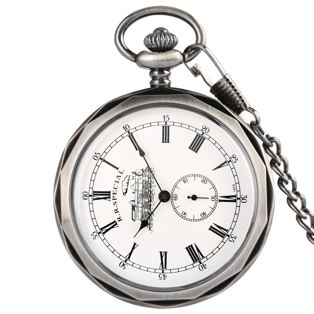 Montre à Gousset Squelette Mécanique Manuelle - Style Héritage - Boîtier Acier Argenté - Occasion Avec Boîte