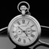 Coffret montre à gousset mécanique automatique argent cadran ouvert