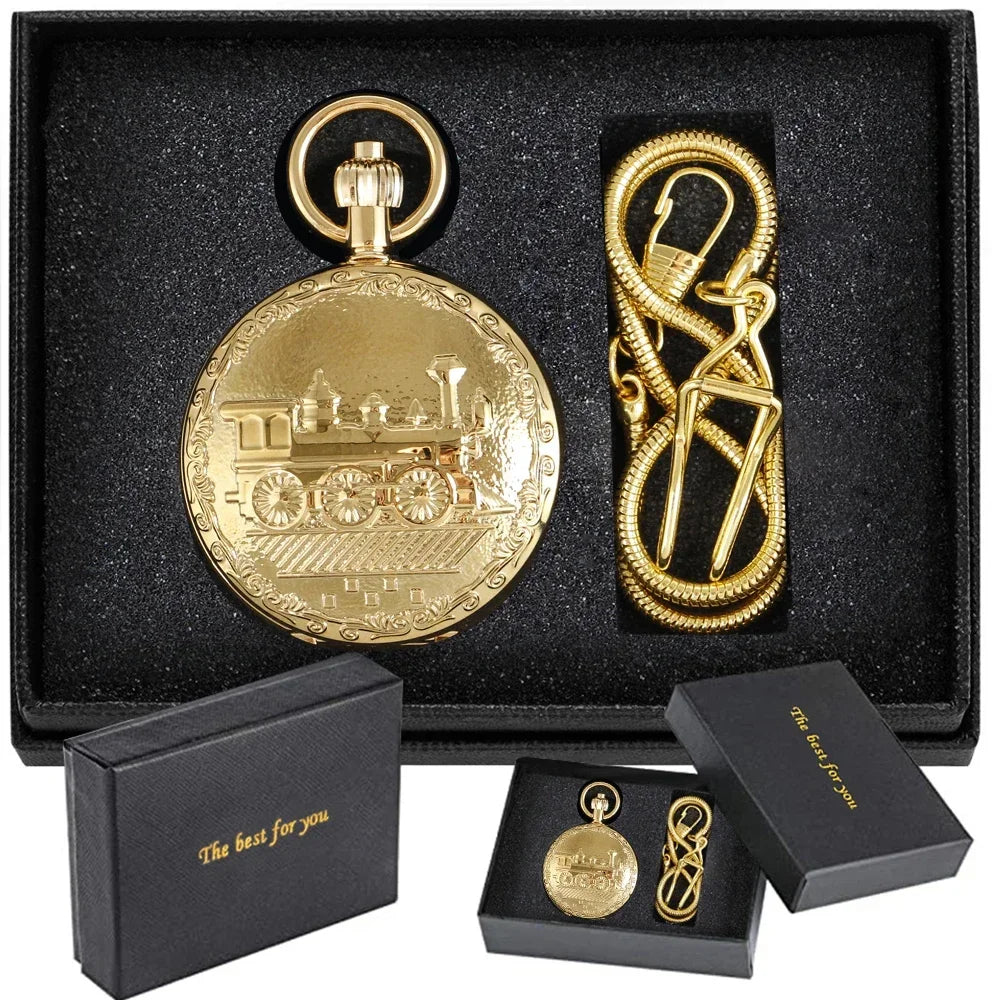 Coffret montre à gousset double-chasseur vintage or