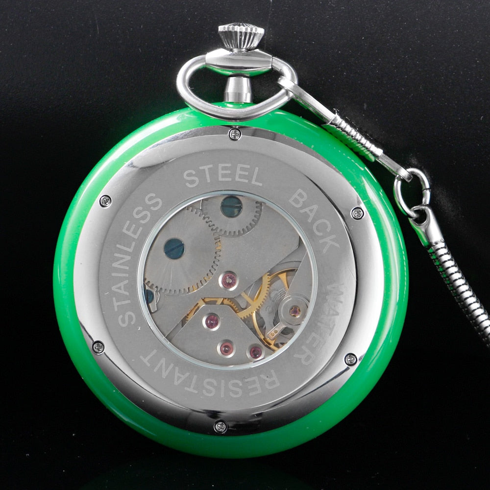 Montre à gousset automatique Jade Jewel - montre-de-poche-gousset - argent, automatique, cadran ouvert, classique, coffret, mecanique, montre gousset, open-face, Papa