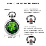 Montre collier quartz Trèfle porte bonheur - montre-de-poche-gousset