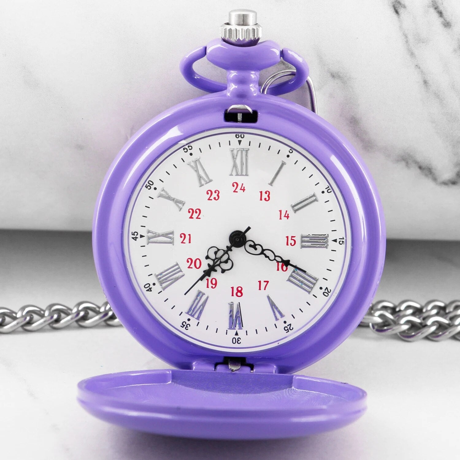 Montre gousset mauve à quartz original