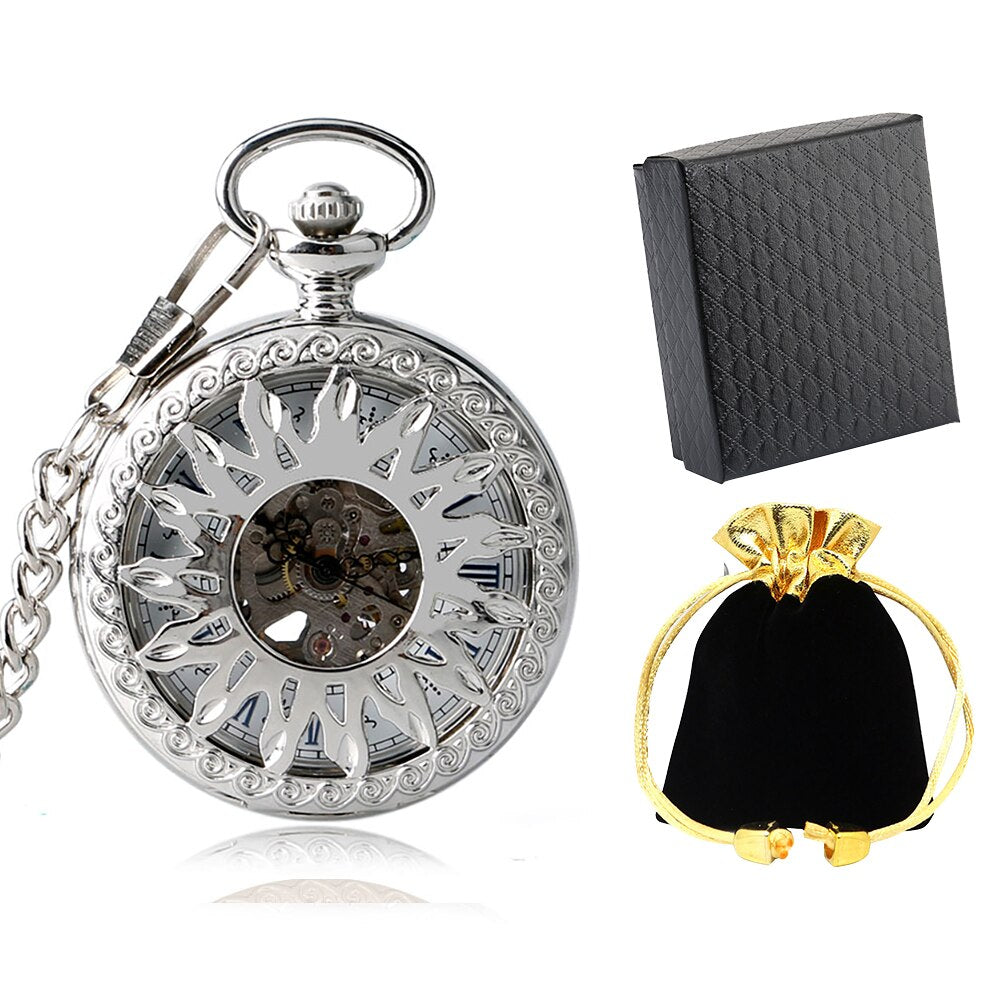 Montre De Poche Vintage Mécanique Bijhor 8 - Chromée Avec Chaîne - État Fonctionnel