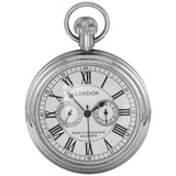 Coffret montre à gousset mécanique automatique argent cadran ouvert