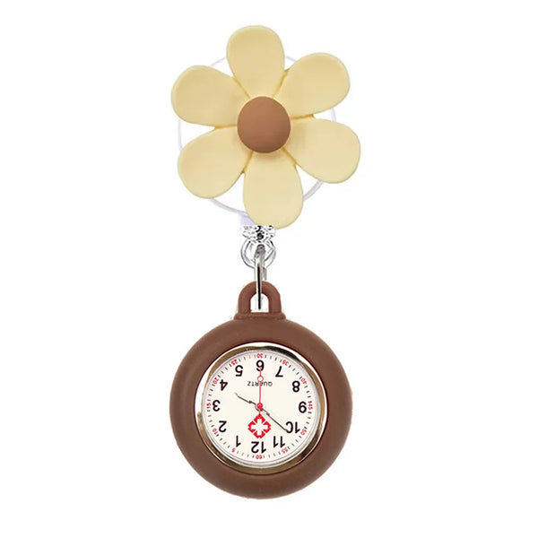 Montre infirmière originale fleurs orange