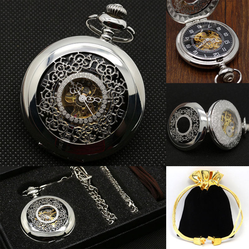 Coffret de montre à gousset mécanique argent Prestige