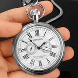 Coffret montre à gousset mécanique automatique argent cadran ouvert