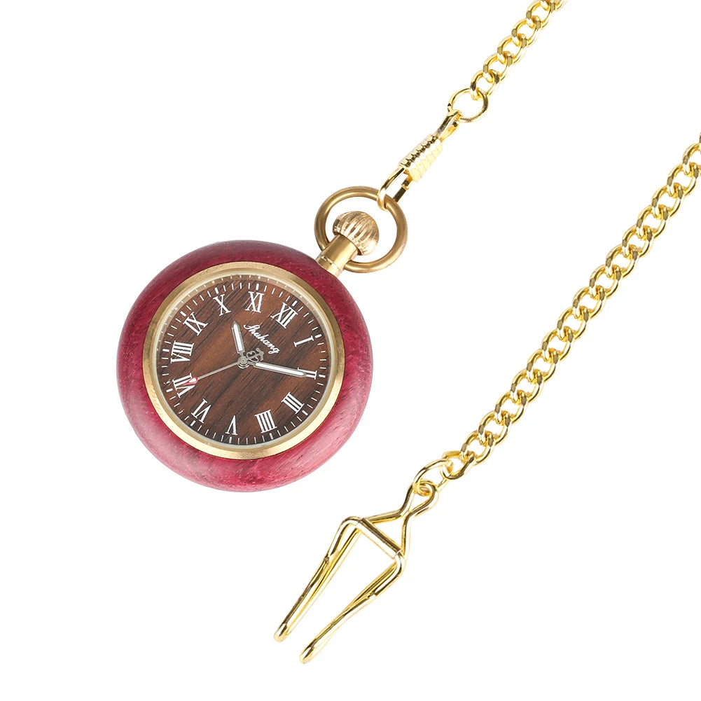 Montre à gousset en bois vintage à quartz