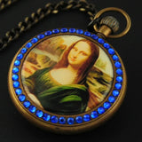 Montre Gousset Mécanique Vintage Cuivre Diamants Bleus - montre-de-poche-gousset