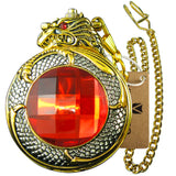 Montre Gousset Mécanique Steampunk Dragon 3D Dorée - montre-de-poche-gousset