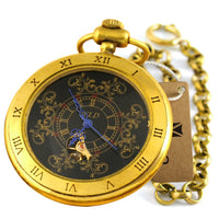 Montre Gousset Mécanique Laiton Steampunk Cadran Noir