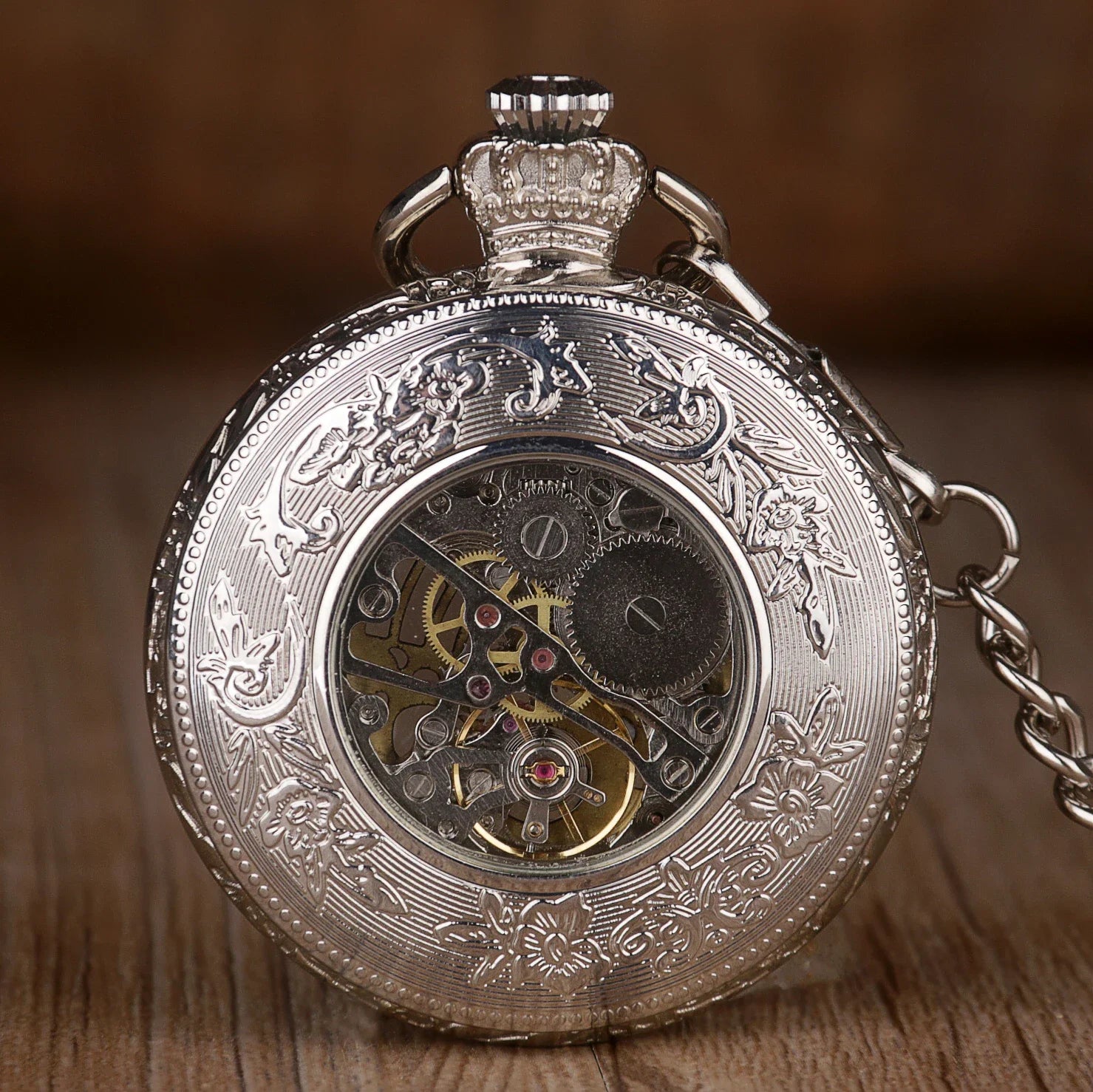 Montre gousset mécanique chronophage bronze - montre-de-poche-gousset