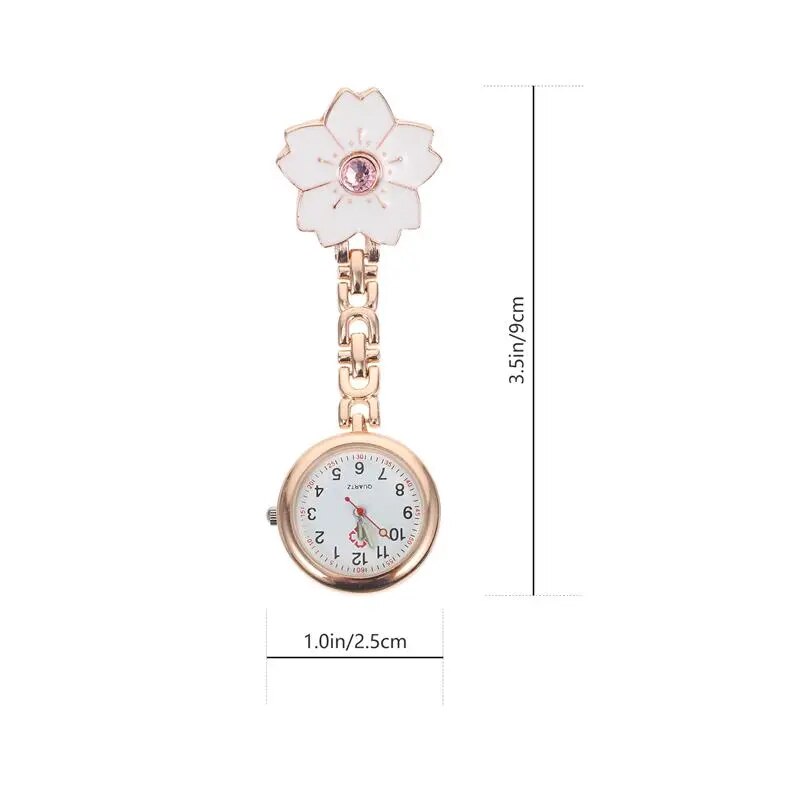 Montre infirmière quartz à fleur Blanche