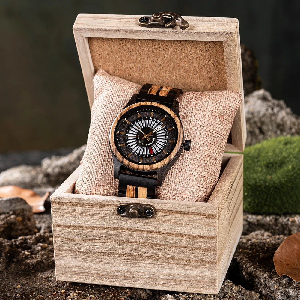 Montres en bois pour hommes à quartz Chronographe - montre-de-poche-gousset