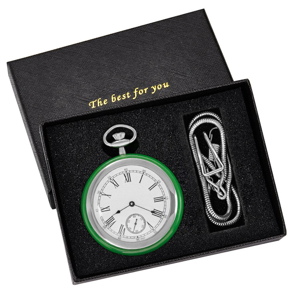 Montre à gousset automatique Jade Jewel - montre-de-poche-gousset - argent, automatique, cadran ouvert, classique, coffret, mecanique, montre gousset, open-face, Papa