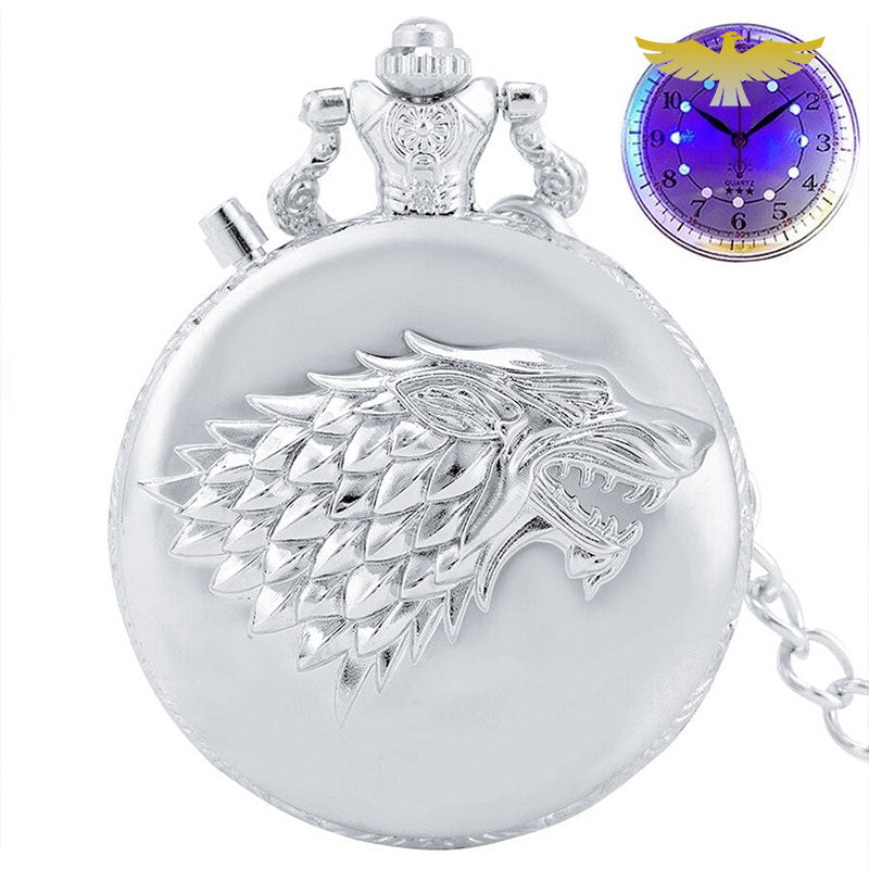 Montre à gousset lumineuse Game Of Throne Stark - montre-de-poche-gousset - argent, cinema, lumineuse, lumineux, montre gousset, quartz