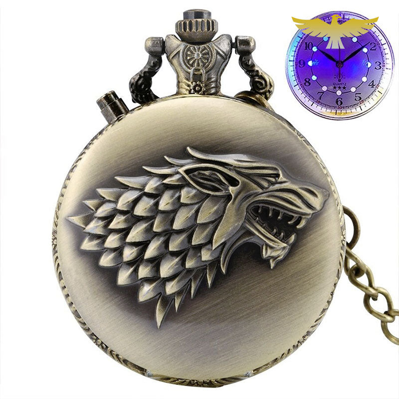 Montre à gousset lumineuse Game Of Throne Stark - montre-de-poche-gousset - argent, cinema, lumineuse, lumineux, montre gousset, quartz