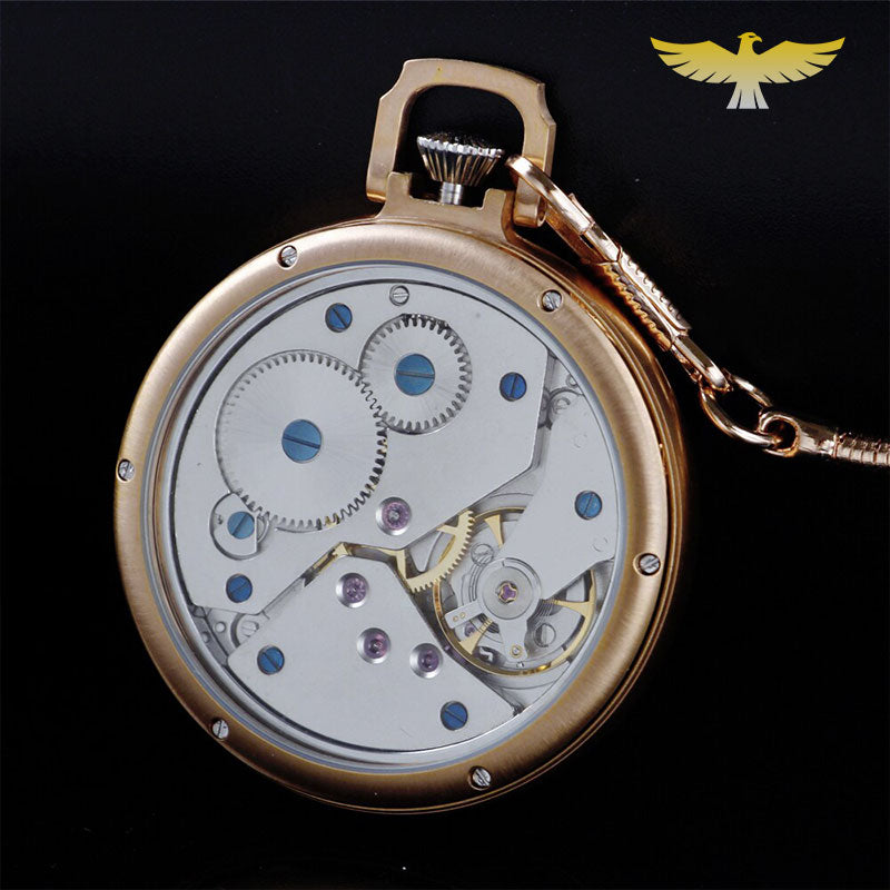 Montre à gousset automatique or rose waterproof - montre-de-poche-gousset - automatique, cadran ouvert, classique, luxe, mecanique, montre gousset, open-face, or rose, Papa