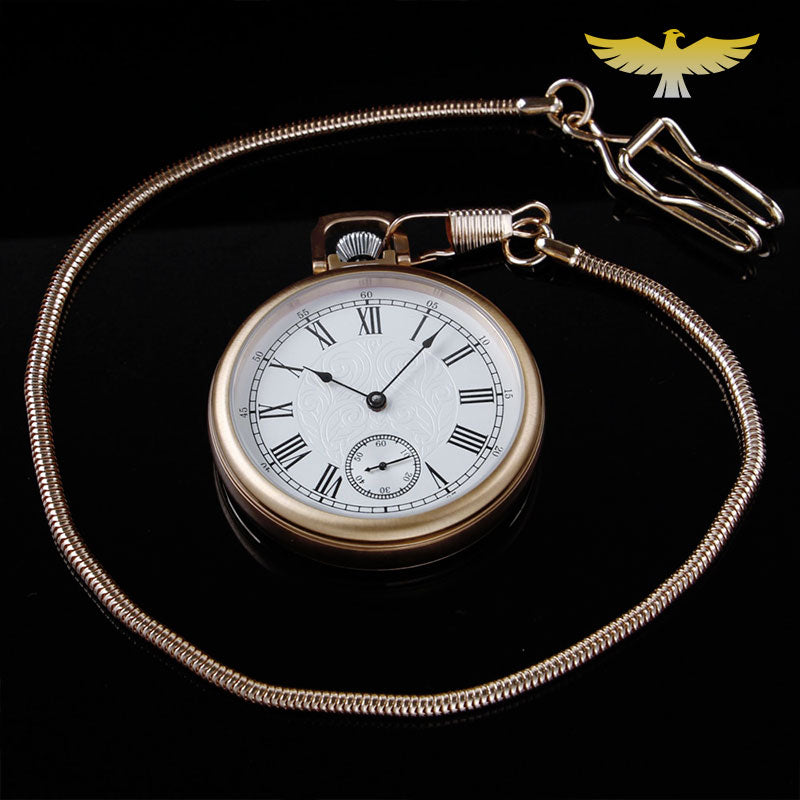 Montre à gousset automatique or rose waterproof - montre-de-poche-gousset - automatique, cadran ouvert, classique, luxe, mecanique, montre gousset, open-face, or rose, Papa