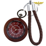 Montre de poche en bois avec porte-clé artisanal - montre-de-poche-gousset - bois, cadran-ouvert, moderne, montre gousset, open-face, quartz