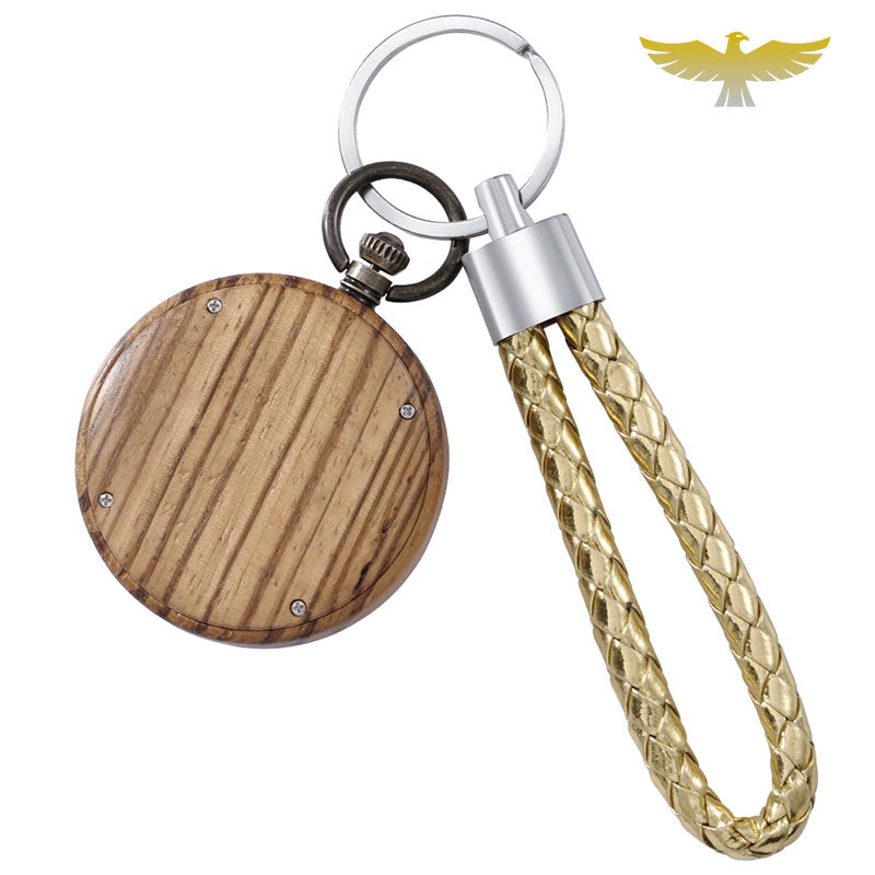 Montre de poche en bois avec porte-clé artisanal - montre-de-poche-gousset - bois, cadran-ouvert, moderne, montre gousset, open-face, quartz