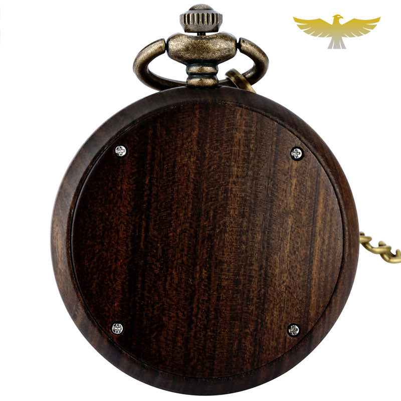 Montre de poche à quartz en bois - montre-de-poche-gousset - bois, cadran-ouvert, moderne, montre gousset, open-face, quartz