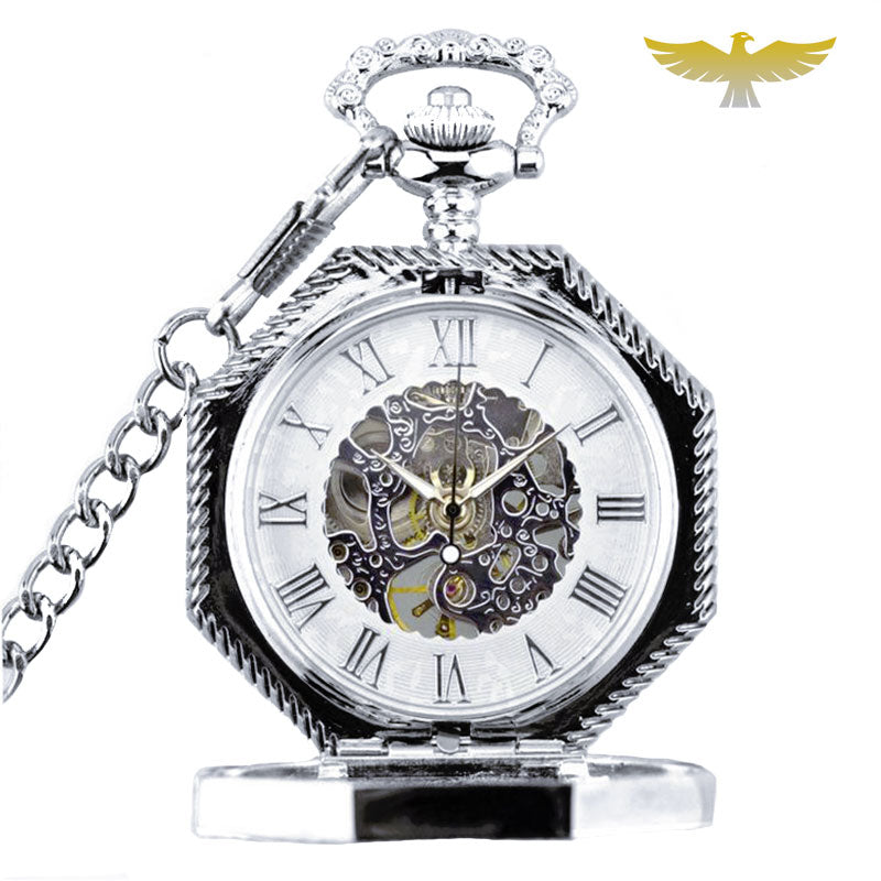 Coffret montre a gousset squelette - montre-de-poche-gousset - argent, coffret, demi-chasseur, half-hunter, montre gousset, mécanique, squelette