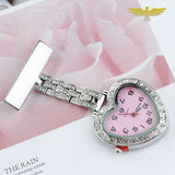 Montre infirmière chic cœur argent rose - montre-de-poche-gousset - acier, chic, coeur, epingle