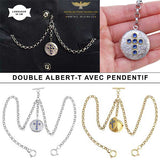 Chaine double Albert-T luxe et insigne