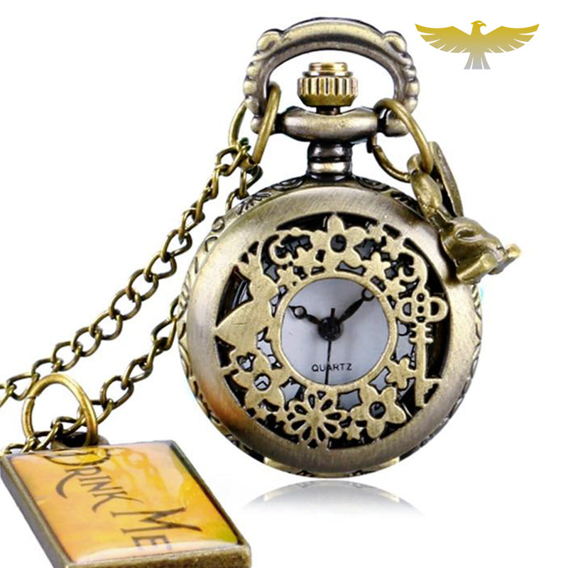 Coffret montre à gousset avec pendentif Alice in Wonderland