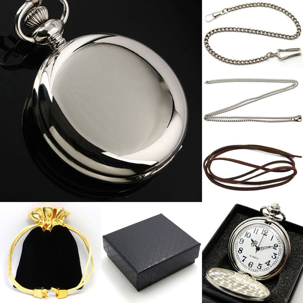 Coffret montre à gousset quartz 3 chaines