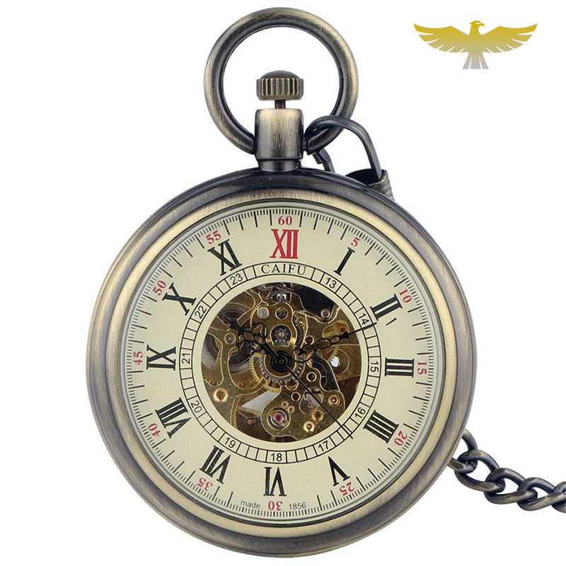 Montre à gousset cadran ouvert noire automatique vintage