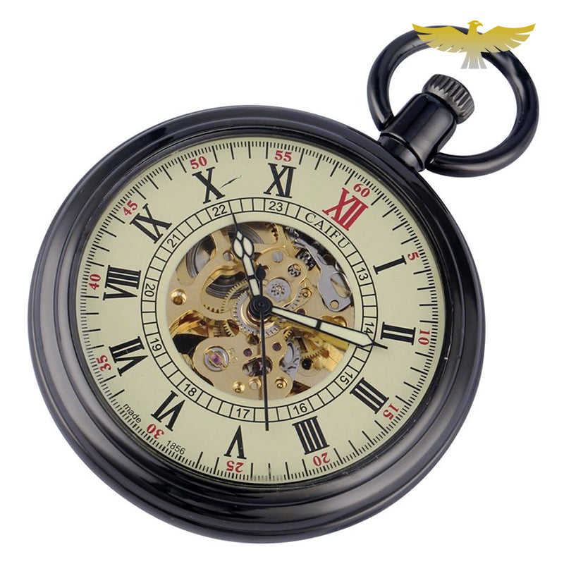 Montre à gousset cadran ouvert noire automatique vintage