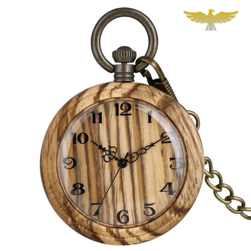 Montre à gousset en bois zebrawood à quartz