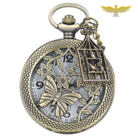 Montre à gousset fleurs et papillons