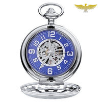 Montre à gousset mécanique bleu argent