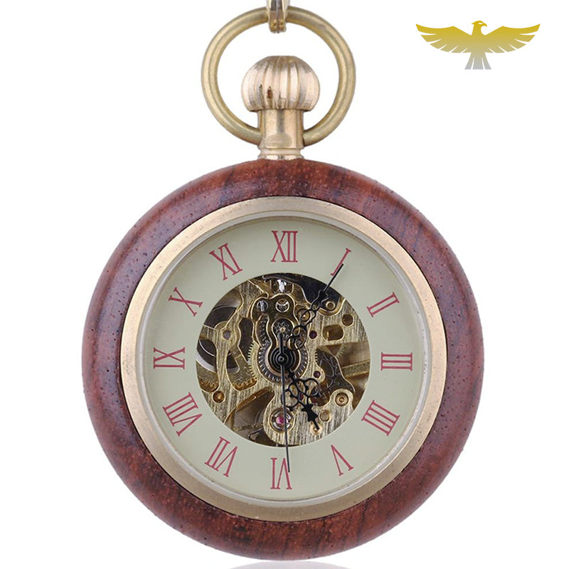 Montre à gousset vintage mécanique en bois